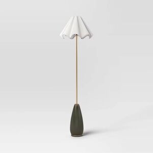 Nwt Wavy Shade Collection with Ceramic Base Floor Lamp Green - Threshold